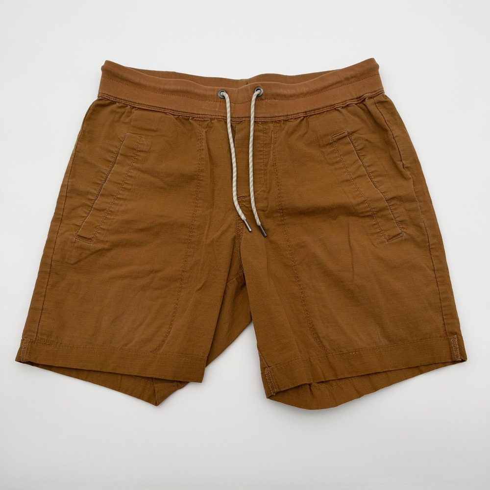 Vuori Ripstop Shorts Mens Small Tobacco Brown Drawstring V434 Organic Cotton